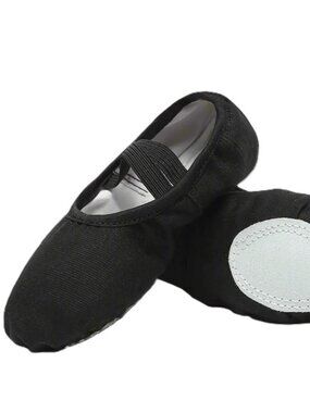 Danzcue Ballet Flats Shoes Girls Soft Canvas/PU Leather Dance Slippers Non-Slip